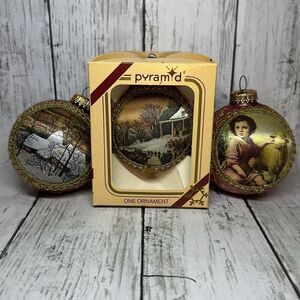 PYRAMID Victorian Style 90s Satin Sheen Christmas Ornaments 1990 1991 1994 Rauch